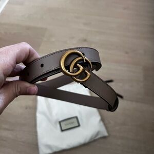 Gucci Brown Leather Belt with Gold Buckle